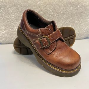 Vtg Dr. Martens Platform Shoe Monk Strap Oxford 3A78 Brown Leather Y2K  Sz 7